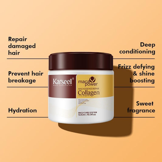 Karseell Hair Mask Collagen Treatment Natural Argan Oil Coconut conditioner for Dry Damaged Hair 16.9 oz 500ml,