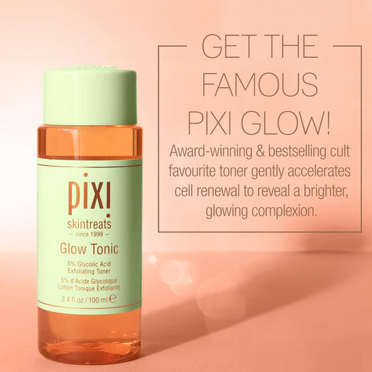 Pixi Glow Tonic Balancing Face Toner Glycolic Acid Toner for Radiant Skin Daily Brightening Toner (3.4 fl oz  100 ml, Toner)