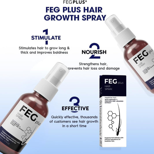 FEGPLUS Hair Growth Serum with Bonus Scalp Massager, Hair & Beard Growth Treatment Oil, Rosemary Oil for Hair Growth Booster, Thicker, Longer and Stronger Hair Spray-50ml