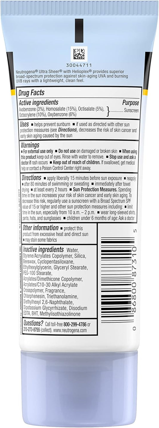 Neutrogena Ultra Sheer Dry Touch Sunblock, White, 88 ml (Pack of 2)